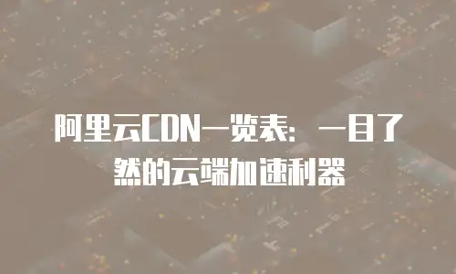 阿里云CDN一览表：一目了然的云端加速利器