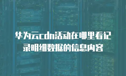 华为云cdn活动在哪里看记录明细数据的信息内容