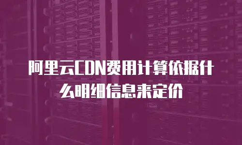 阿里云CDN费用计算依据什么明细信息来定价