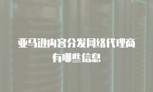 亚马逊内容分发网络代理商有哪些信息