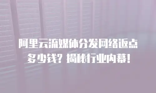 阿里云流媒体分发网络返点多少钱？揭秘行业内幕！