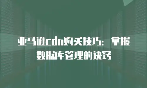 亚马逊cdn购买技巧：掌握数据库管理的诀窍