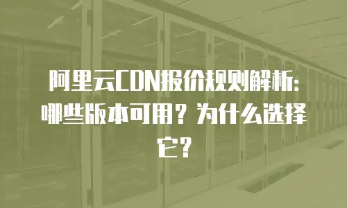 阿里云CDN报价规则解析：哪些版本可用？为什么选择它？