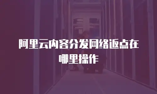 阿里云内容分发网络返点在哪里操作