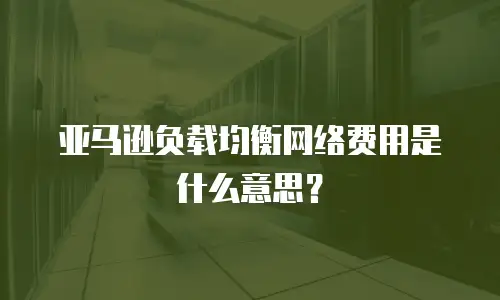 亚马逊负载均衡网络费用是什么意思？