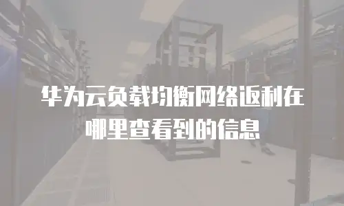 华为云负载均衡网络返利在哪里查看到的信息