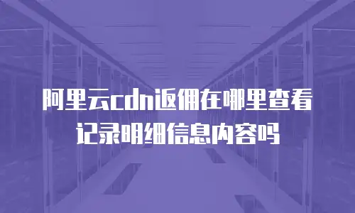 阿里云cdn返佣在哪里查看记录明细信息内容吗