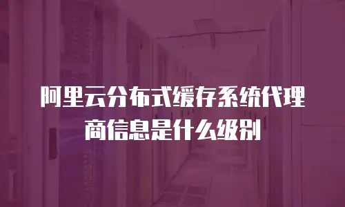 阿里云分布式缓存系统代理商信息是什么级别