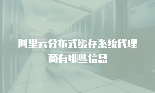 阿里云分布式缓存系统代理商有哪些信息