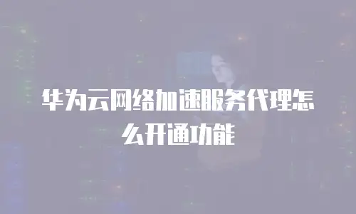 华为云网络加速服务代理怎么开通功能