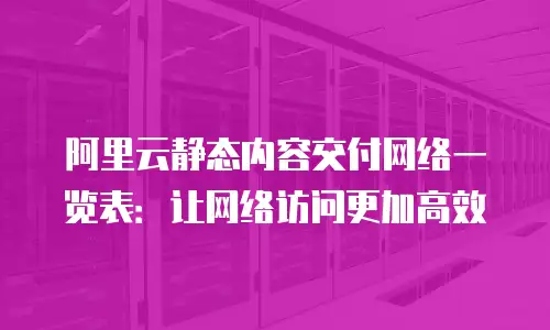 阿里云静态内容交付网络一览表：让网络访问更加高效