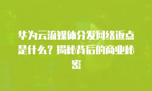 华为云流媒体分发网络返点是什么？揭秘背后的商业秘密