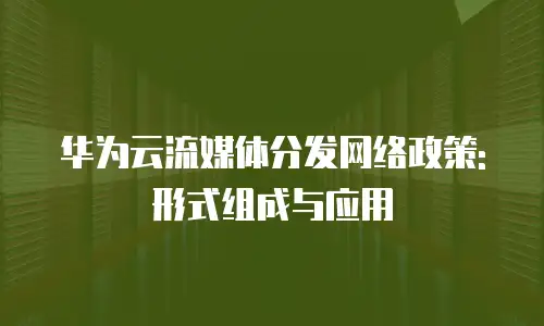 华为云流媒体分发网络政策: 形式组成与应用