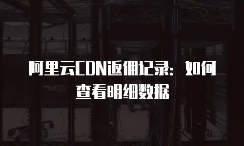 阿里云CDN返佣记录：如何查看明细数据