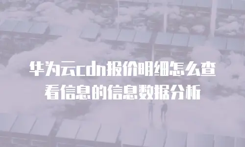 华为云cdn报价明细怎么查看信息的信息数据分析
