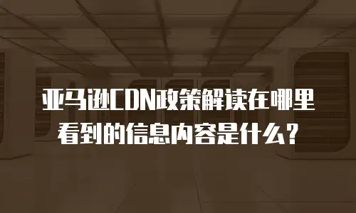 亚马逊CDN政策解读在哪里看到的信息内容是什么？