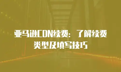 亚马逊CDN续费：了解续费类型及填写技巧