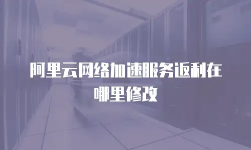阿里云网络加速服务返利在哪里修改