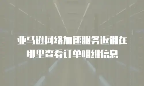 亚马逊网络加速服务返佣在哪里查看订单明细信息
