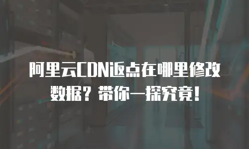 阿里云CDN返点在哪里修改数据？带你一探究竟！
