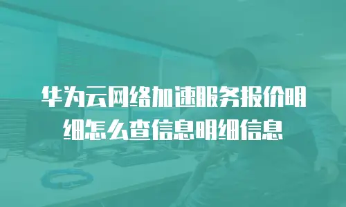 华为云网络加速服务报价明细怎么查信息明细信息