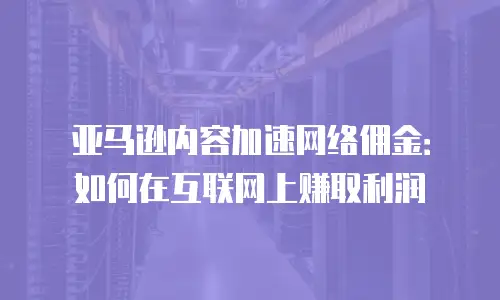 亚马逊内容加速网络佣金：如何在互联网上赚取利润