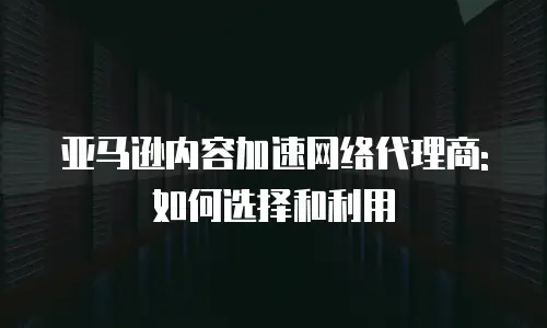 亚马逊内容加速网络代理商: 如何选择和利用