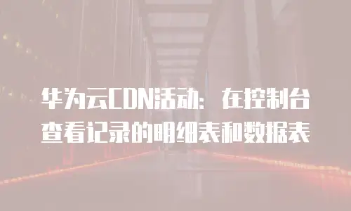 华为云CDN活动：在控制台查看记录的明细表和数据表