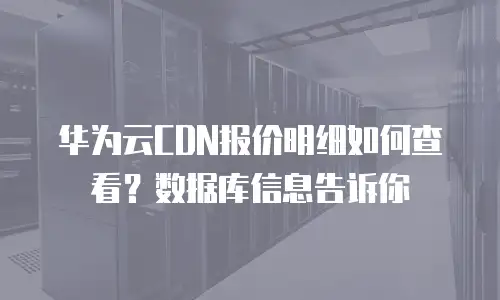 华为云CDN报价明细如何查看？数据库信息告诉你