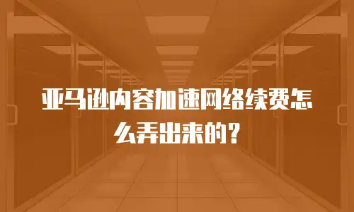 亚马逊内容加速网络续费怎么弄出来的？