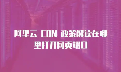 阿里云 CDN 政策解读在哪里打开网页端口