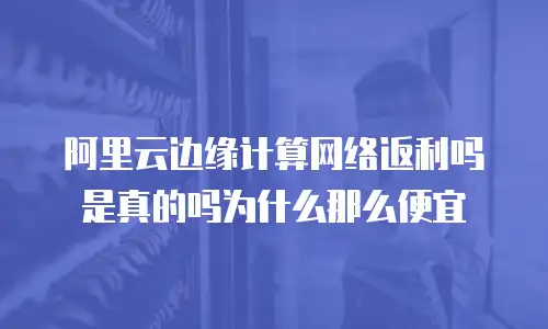 阿里云边缘计算网络返利吗是真的吗为什么那么便宜
