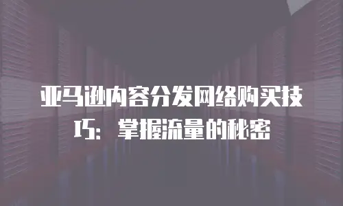 亚马逊内容分发网络购买技巧：掌握流量的秘密