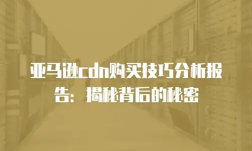 亚马逊cdn购买技巧分析报告：揭秘背后的秘密