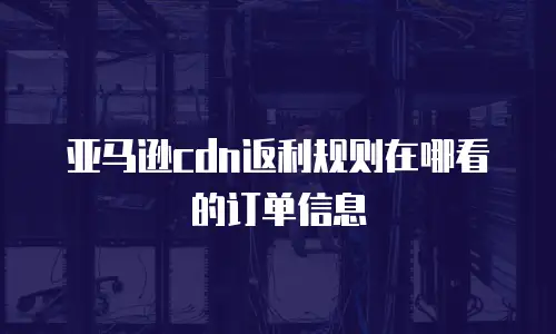 亚马逊cdn返利规则在哪看的订单信息