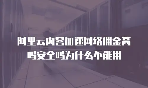 阿里云内容加速网络佣金高吗安全吗为什么不能用
