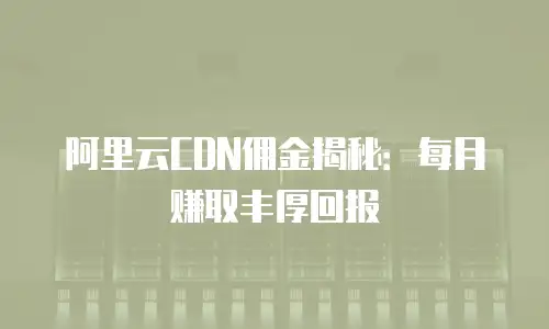 阿里云CDN佣金揭秘：每月赚取丰厚回报