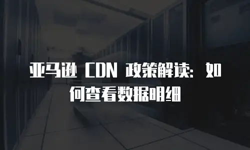 亚马逊 CDN 政策解读：如何查看数据明细