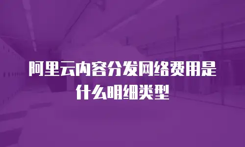 阿里云内容分发网络费用是什么明细类型