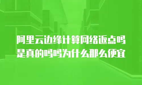 阿里云边缘计算网络返点吗是真的吗吗为什么那么便宜