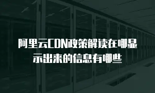 阿里云CDN政策解读在哪显示出来的信息有哪些
