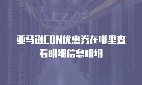 亚马逊CDN优惠券在哪里查看明细信息明细