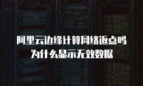 阿里云边缘计算网络返点吗为什么显示无效数据