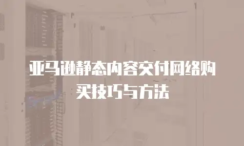 亚马逊静态内容交付网络购买技巧与方法