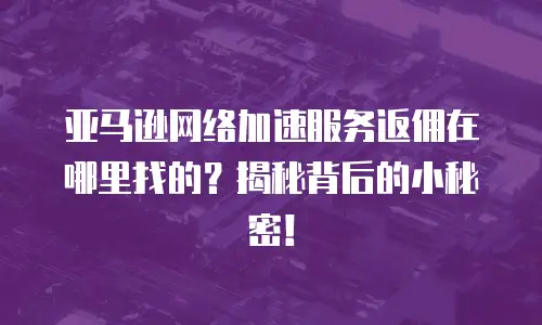 亚马逊网络加速服务返佣在哪里找的？揭秘背后的小秘密！