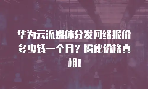 华为云流媒体分发网络报价多少钱一个月？揭秘价格真相！