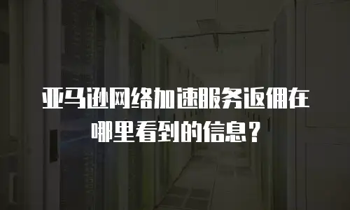 亚马逊网络加速服务返佣在哪里看到的信息？