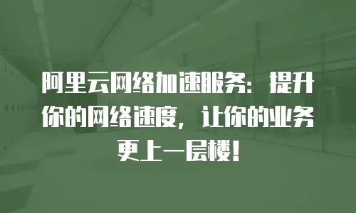 阿里云网络加速服务：提升你的网络速度，让你的业务更上一层楼！