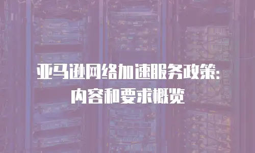 亚马逊网络加速服务政策：内容和要求概览