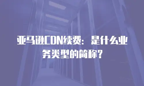 亚马逊CDN续费：是什么业务类型的简称？